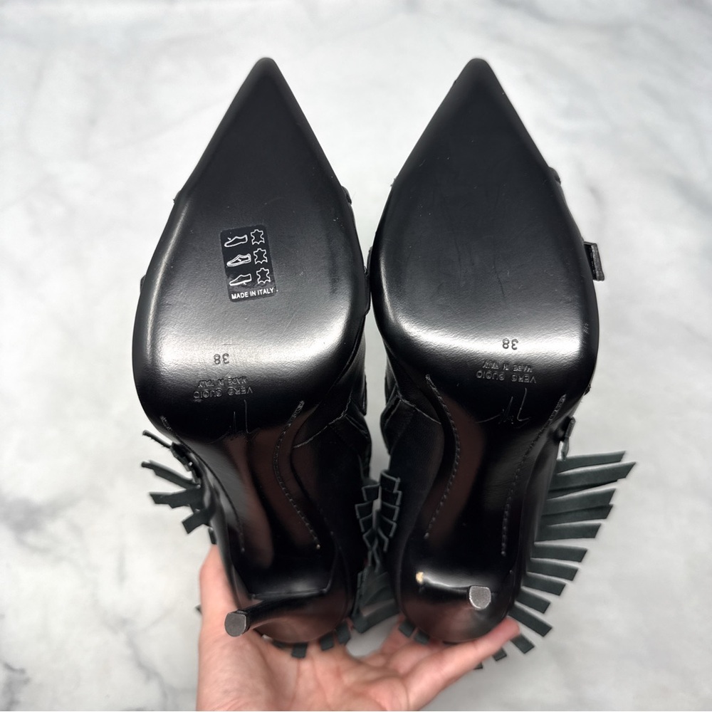 NEW Giuseppe Zanotti Yvette Jeti 110 Studded Fringe Pointed Toe Ankle Boots 38 - Picture 11 of 16
